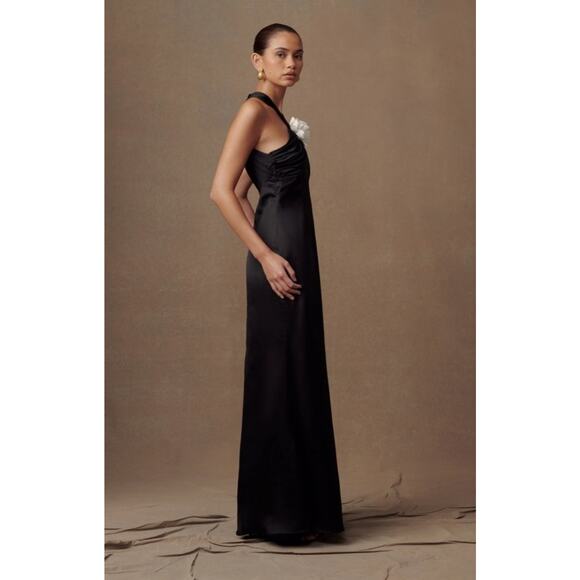 Meshki Dylan Rose Halter Dress Size S Black Maxi Halter Gala Formal Occasion - Picture 4 of 14